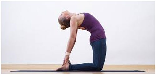 Camel pose helps in calming down the stress and keeps hair healthy